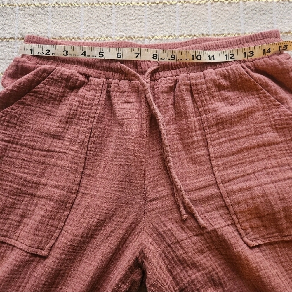 Jolt 100% Cotton Guaze Pants Women's 3/4 Length  Salmon. Medium. Drawstring - Picture 7 of 9